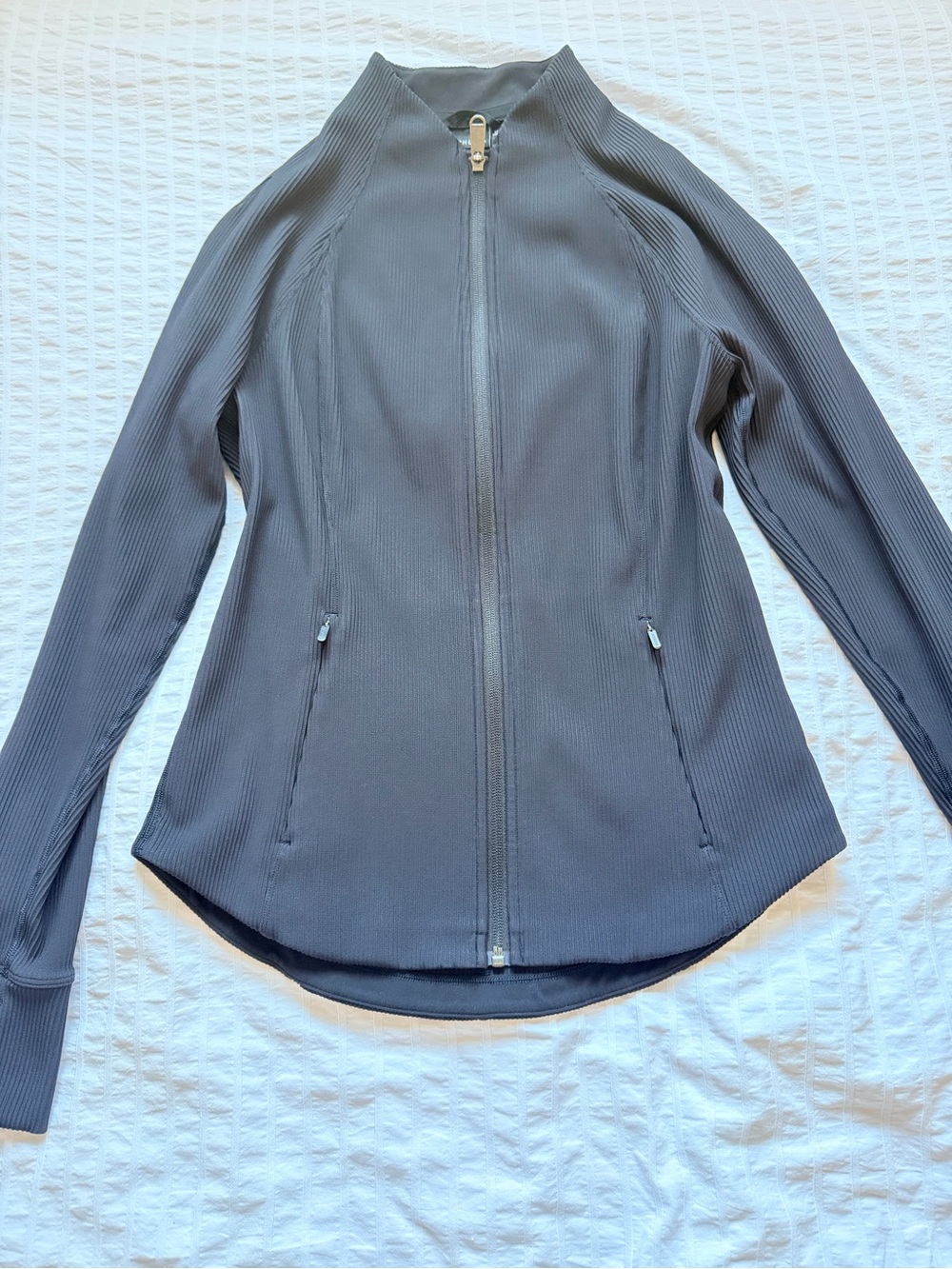 Athleta Black Ribbed Zip Through Jacket Size M